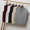 Autumn and Winter New V-neck Pullover Vest Vest Women's Black Top Women's Sleeveless Sweater Wearing Thin Knitted Sweater
