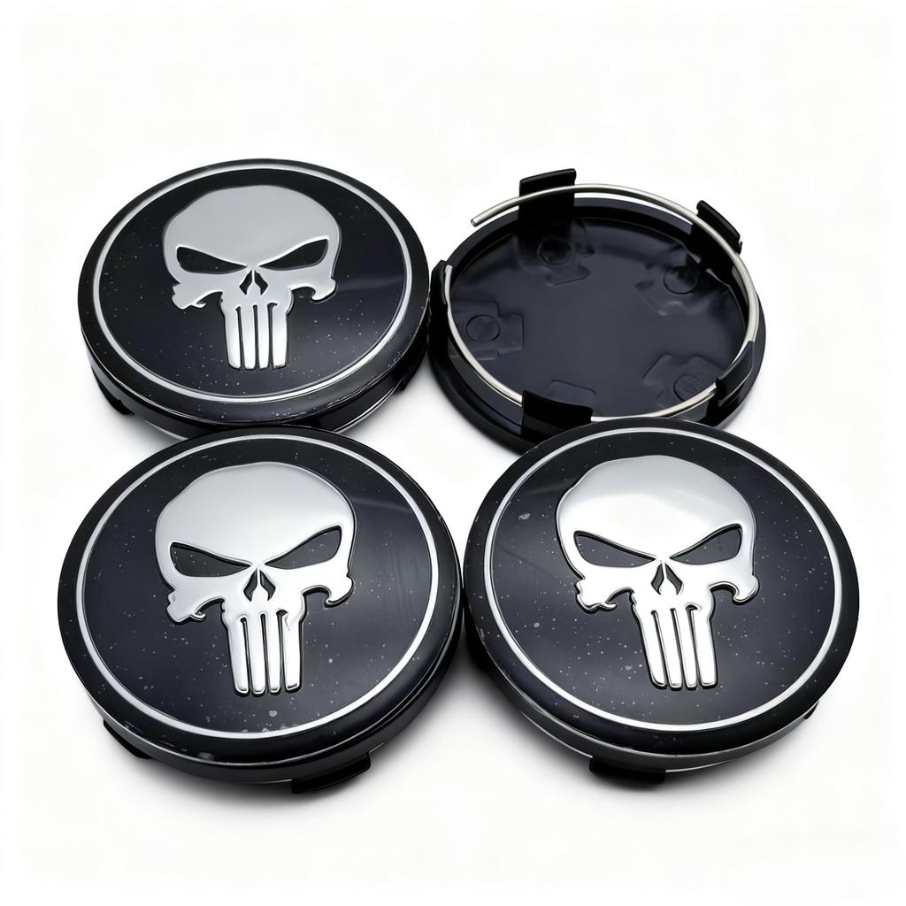 4pcs Skull Logo Badge Emblem Car Wheel Center Caps 60MM 56MM Rim Hubcaps Cover Wheels Hub Cap Replace Car Styling Accessories