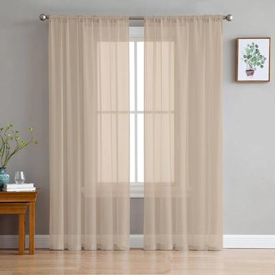 Yellow Solid Color Home Tulle Curtains for Bedroom Living Room Printed Sheer Curtains for Balcony Summer Home Decor