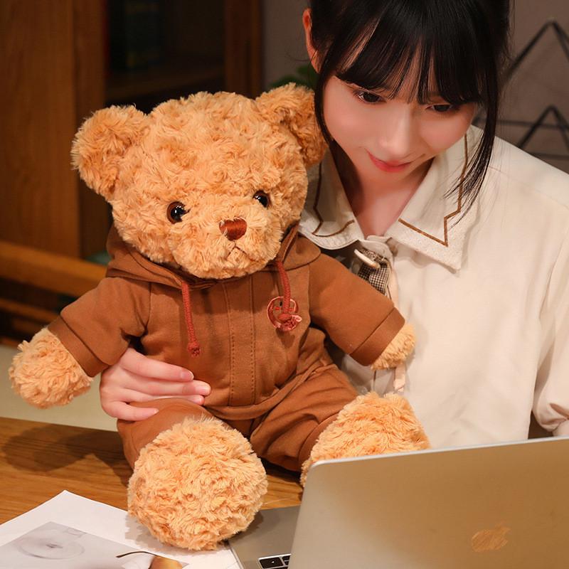 Cartoon Bear Plush Toy With Hoodie For Kids And Collectors