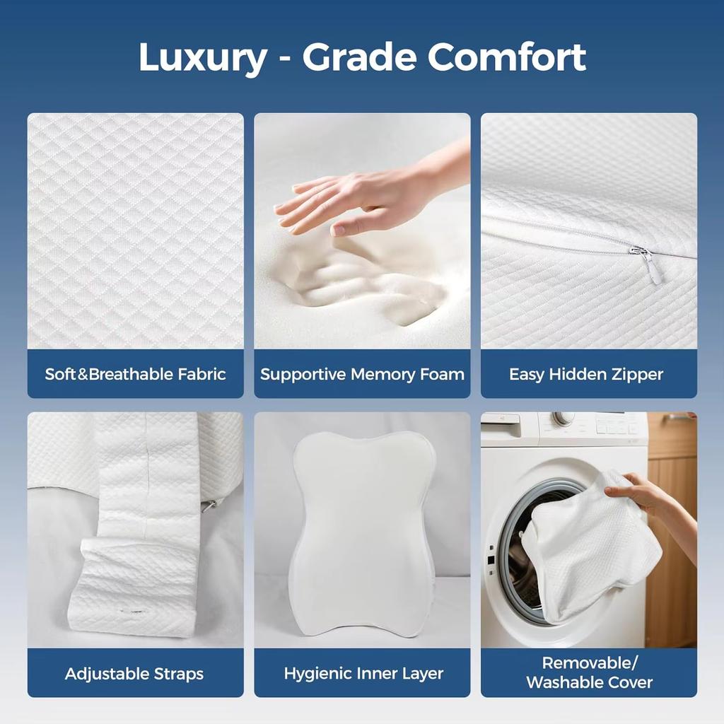 Knee Pillow, Memory Foam Sofa Pillow for Side Sleeping, Between Legs Pillow for Relief Sciatica Hip Lower Back Pain,