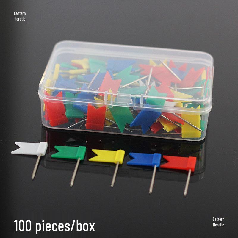 100 Red Flag Map Marker Pins: Small, Creative Pushpins for Cork Boards and Crafts