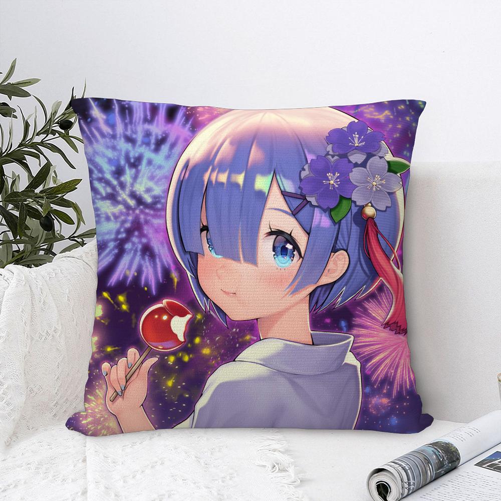 Re zero R-Rem Pillow Case Sofa Decorative Home Double-sided Print Plush Square Throw Pillow Covers Cushion Decor Cover