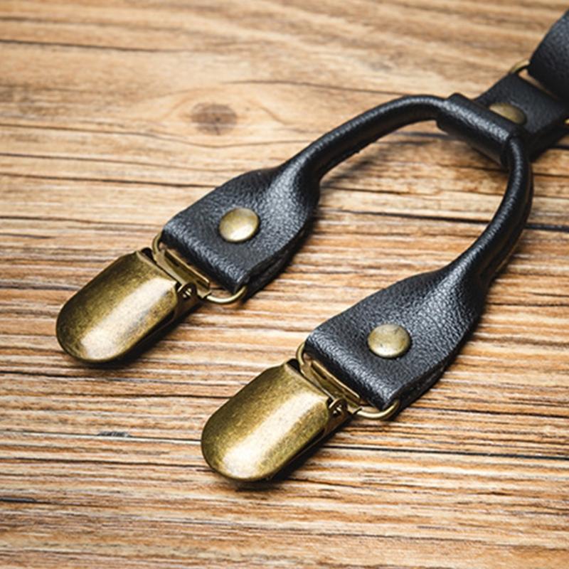 Old Fashion PU Suspenders Belt With 4 Strong Metal Clasp and Y Shape Design For Men Women And Teens Formal Occasion