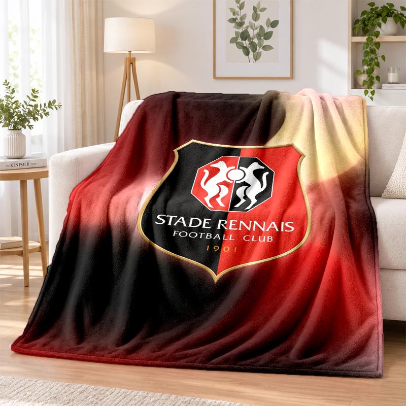 Stade Rennais FC Printed Flannel Blanket Warm Comfort Bed Throw For Indoor Home Decoration
