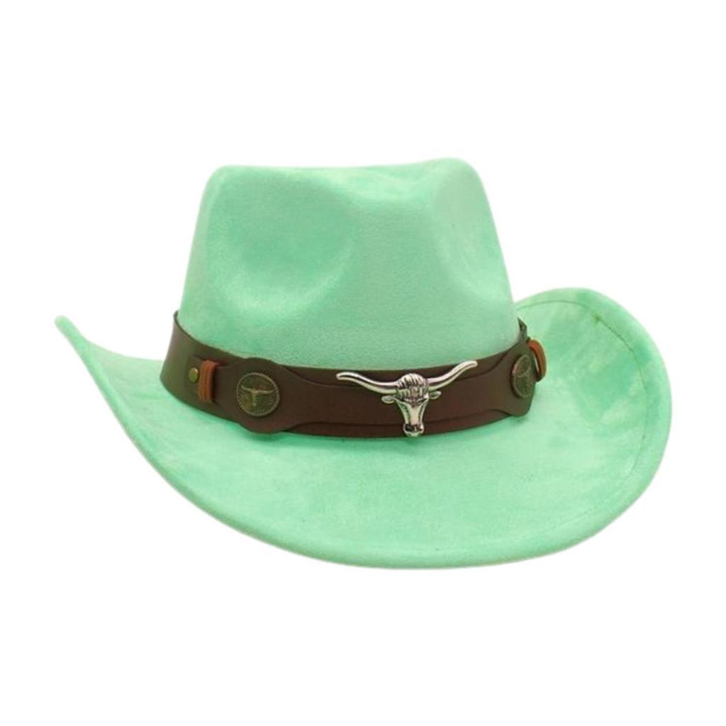 Ethnic Style Western Cowboy Hat Stage Jazz Hat Brown Ox Head Suede Top Hat