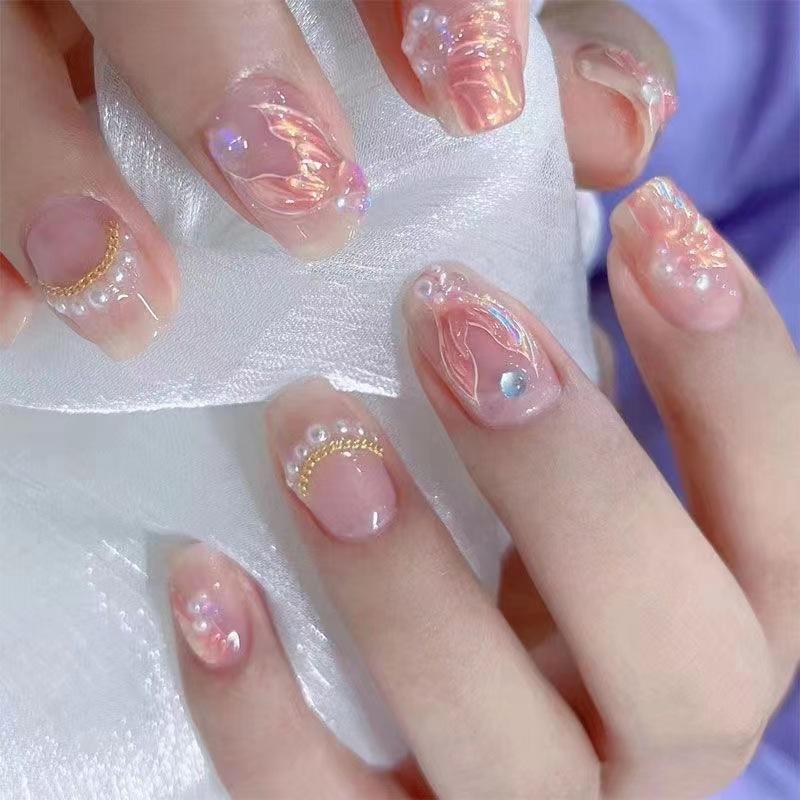 

Чисто ручная работа Фототерапия Носимые бронепластины Русалка Пузырь Носимые бронепластины Готовый продукт Многоразовые накладные ногти large L