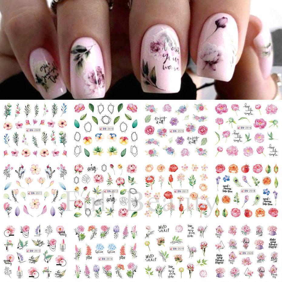 Nail Art Stickers Ins Spring And Summer Flower And Grass Series Zou Ju Flower Watermark Nail Stickers