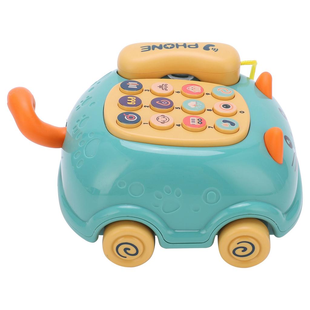 Kids Cute Mobile Phone Toy 16 Different Functions Children Simulation Cat Phone CarGreen