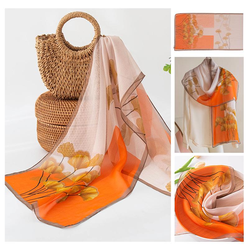 Korean Atmosphere Scarf for Women's New Spring and Summer Style Mulberry Silk Screen Printed Shawl Gift for Elders