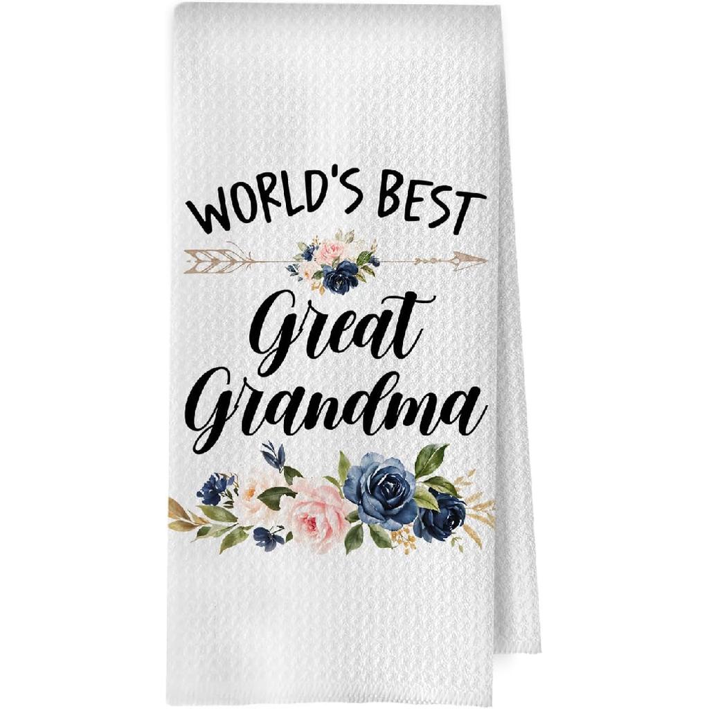Great Grandma Dish Towels - Great Grandma Gifts Waffle Weave Kitchen Towels, Grandma Decorative Hand Tea Towel, New Grandma Gifts, 16×24 Inches