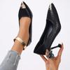 Fashion New Autumn Style Metal Pointed Stiletto Slip-on High Heels for Women, Elegant Shallow Mouth, Versatile Non-slip Single Shoes