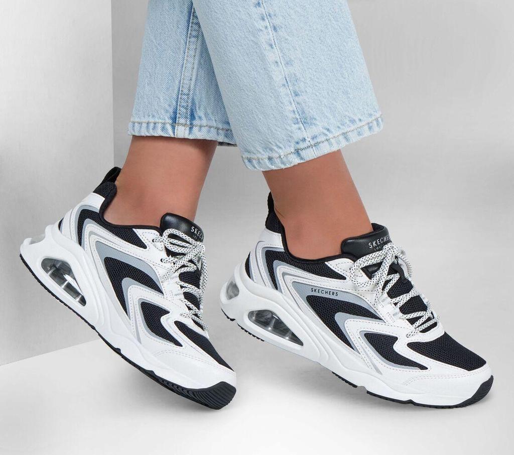 Skechers Tres-Air Uno-Street Fl-Air - Damen Sneakers Schuhe Weiß-Schwarz 177424-WBK ORIGINAL