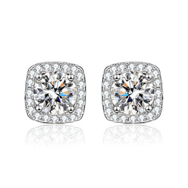 Moissanite Six-Claw Zircon Earrings, S925 Sterling Silver, Women's Fashion