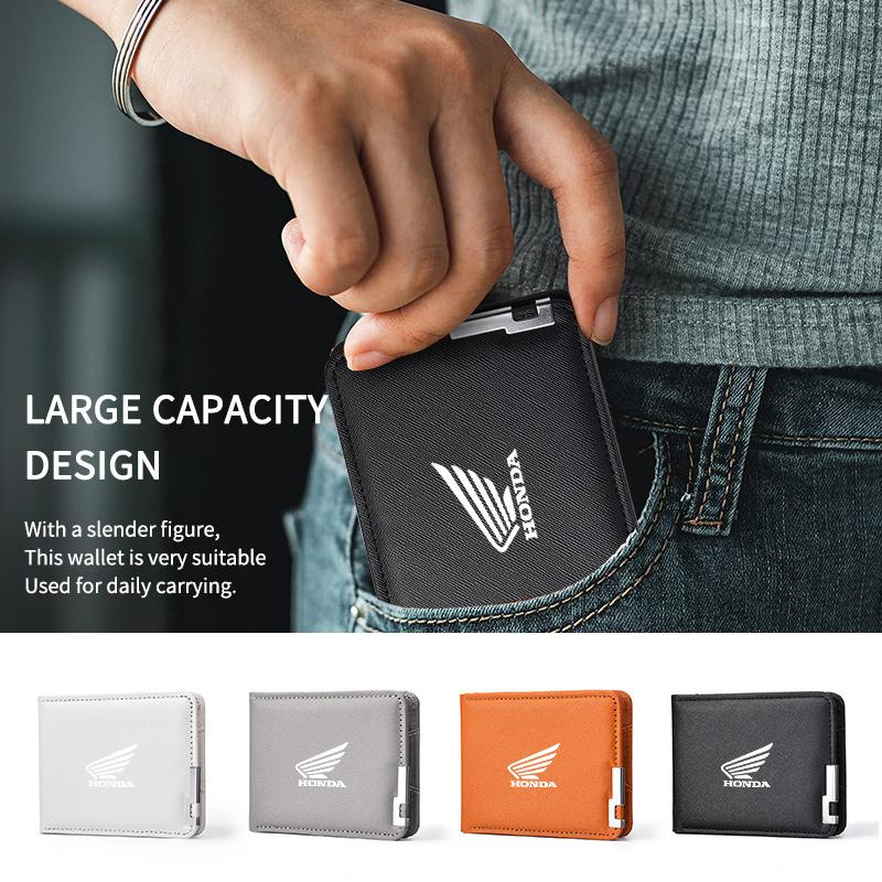 Men Wallet Leather Business Bank Card Coin Purse Card Holder Pocket For HONDA Hornet NT1100 CBR CB Shadow PCX VFR XADV Forza XK6