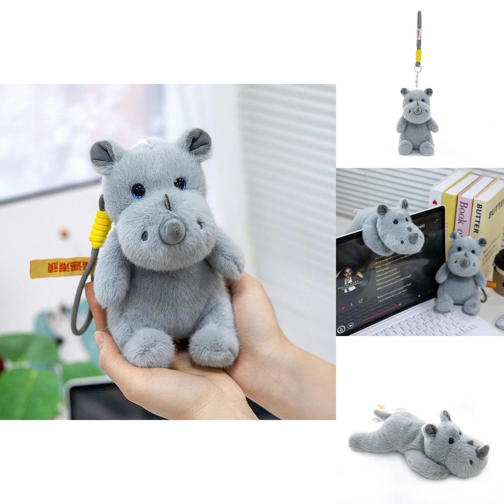 Cartoon Rhino Stuffed Animal With Pp Cotton Filling For Bedroom Decor