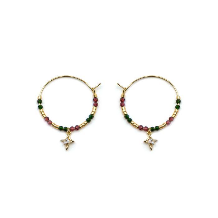 Boucles d'oreilles Luxenter en argent 925 et zirconium brillant finition or 18k - Paila