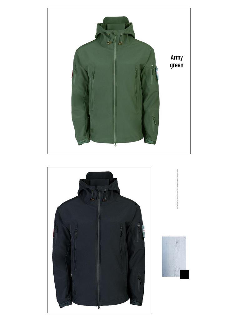 Warm Windbreaker Jacket - Available In Military Green, Black, and Khaki for Spring and Autumn Outdoor Wear.