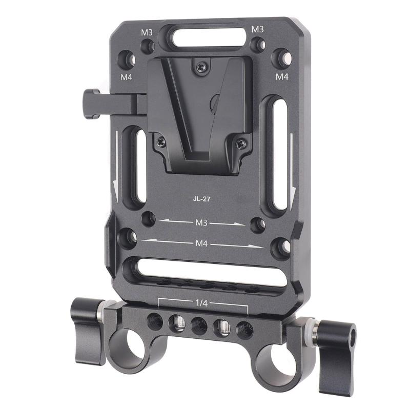 Quick Install Battery Clamp with V Type Design for 15mm Rails Easy Tool Less Mounting for Camera Accessory