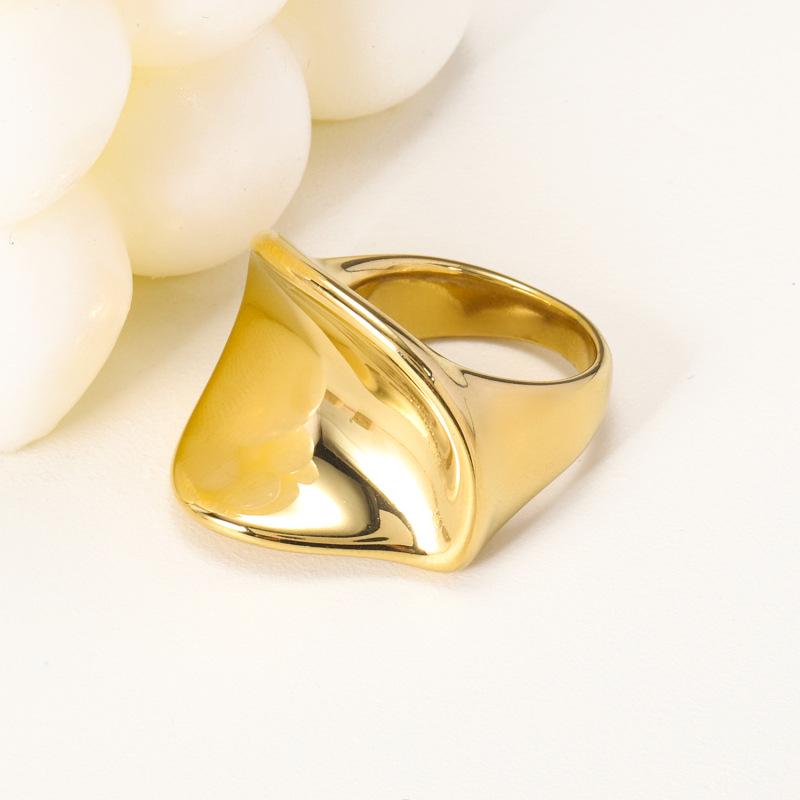 INSSGG Titanium Steel Irregular Curved Ring - European & American Style, High-End Niche Design with Smooth Surface.