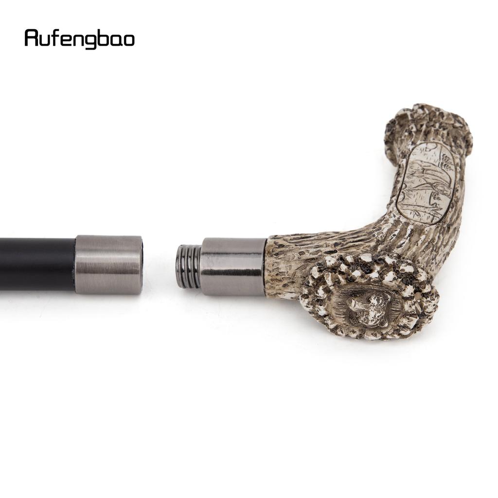 Silver Resin Bear Tree Root Head Walking Cane Fashion Decorative Steel Stick Gentleman Elegant Cosplay Cane Knob Crosier 94cm