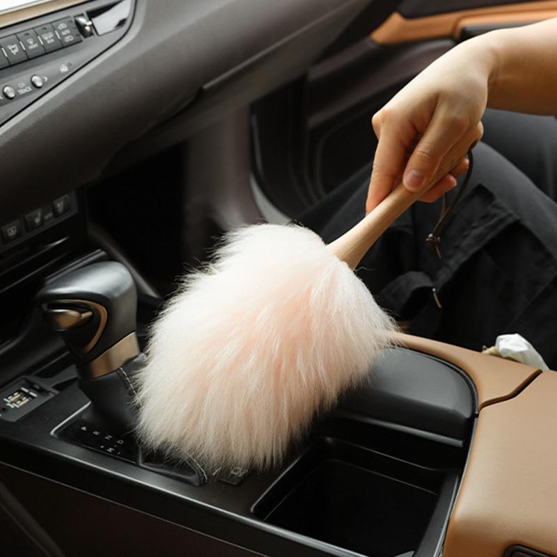 1PC Home Cleaning Real Wool Duster, Electrostatic Dust Removal Hanging Feather Dusters Cleaner for Car Piano Lamp Furniture