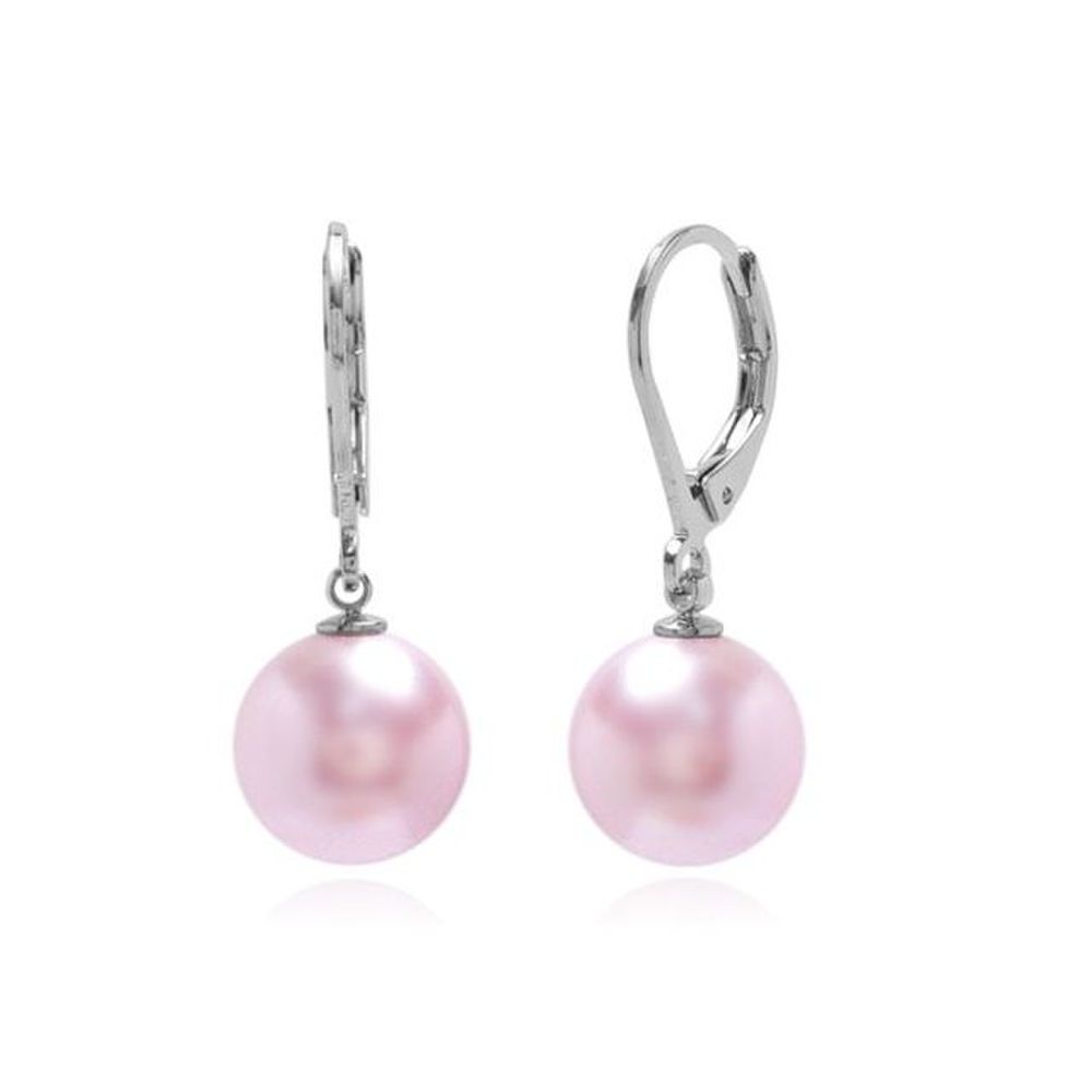 E468 10mm Rosaline Pearl Austrian Leverback Earrings