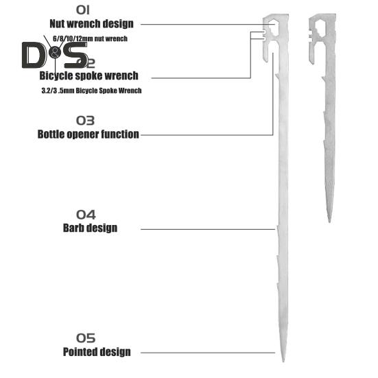 6Pcs 20/35CM Camping Tent Stake Heavy Duty Stainless Steel Multi-functional Outdoor Garden Yard Tarp Canopy Windproof Ground Spike Metal Tent Peg