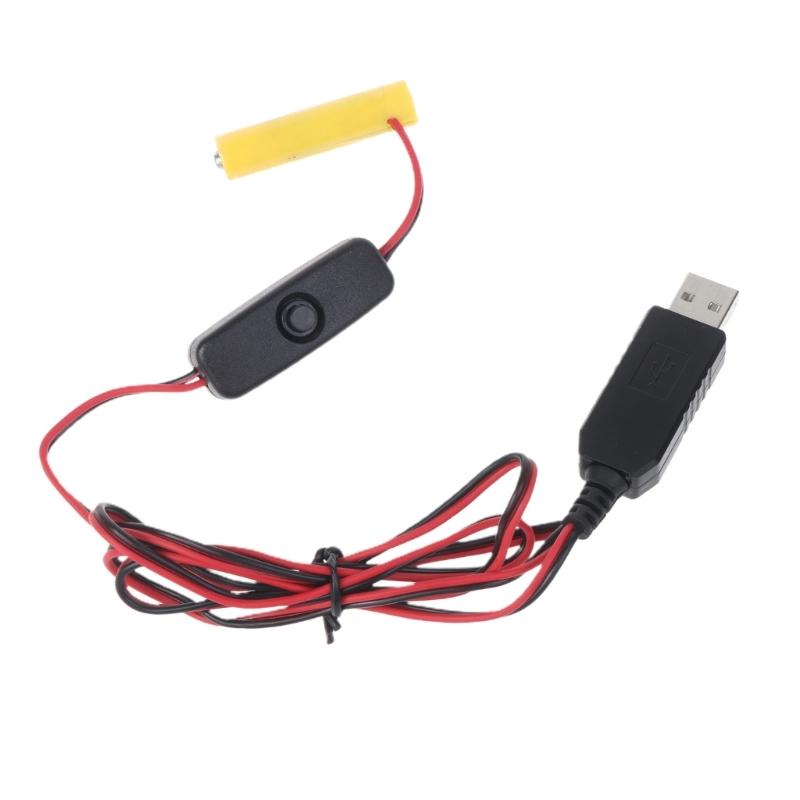 Universal USB to 6V AAA Dummy Battery Power Cable with Switch USB Power Converter for Radio LED Light Toy Remote