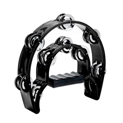 Masfanny Metal Handheld Percussion Great Gift for Beginner Kids and Adults Two-Row Tambourine, Bells, Instrument, Musicians, (Black)
