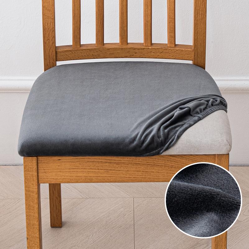 Velvet Stretch Fit Chair Seat Covers,Soft Solid Color Dining Chair Cover Removable Washable Chair Protector for Kitchen, Hotel