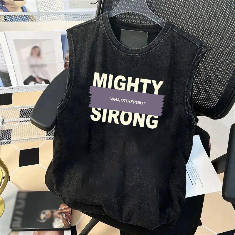 

Хлопковая выстиранная футболка без рукавов Мужская летняя футболка с американским свободным жилетом Спортивный и повседневный жилет 3XL