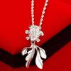 Korean Fashion Imitation Silver Zircon Pendant Necklace for Women