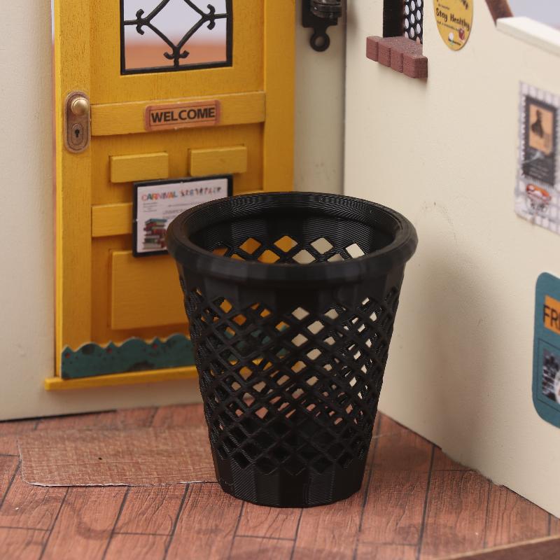 Mini 1/12 Hollowed-out Trash Can Model Dollhouse Living Furniture Decoration Dolls House Micro Scene Ornament