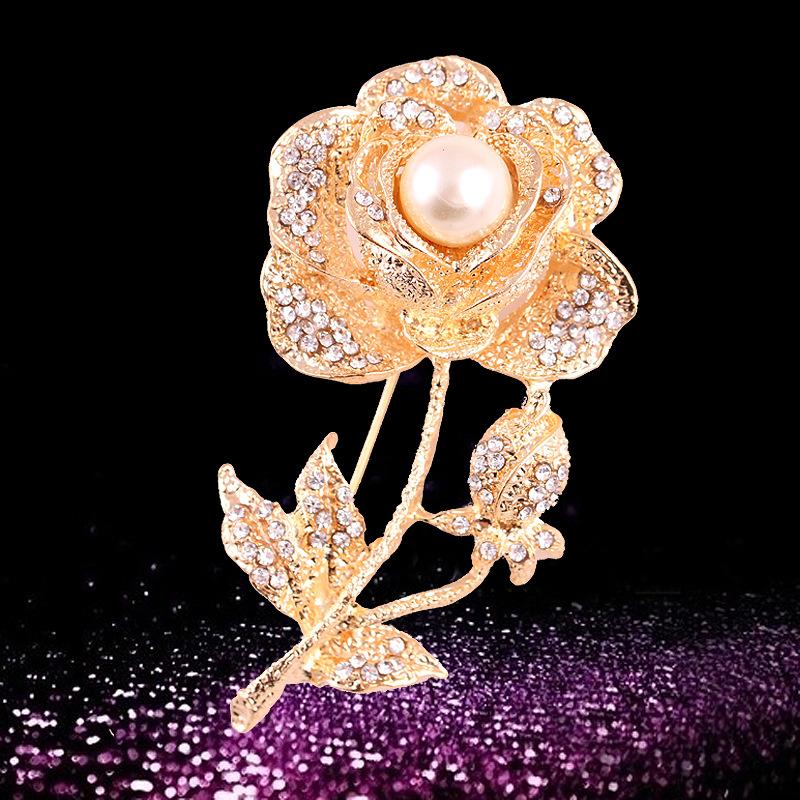 Mode Retro Große Rose Perle Brosche Anstecknadel Korsage Blume Korsage Schnalle Damen Accessoires Langlebige Farbe Exquisite Hypoallergene Brosche Geschenk