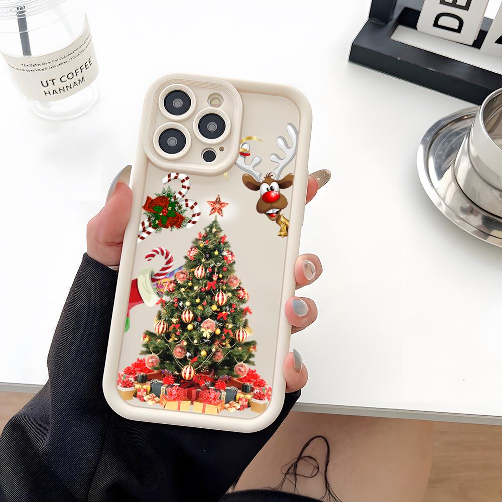 Coque de téléphone Père Noël Arbre de Noël Silicone Souple Pour IPhone 17 16 15 14 13 12 Mini 11 Pro Max Plus Protection Objectif Caméra Cov