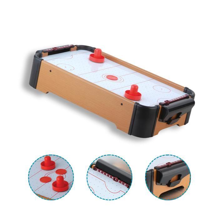 DEVESSPORT Mini Air Hockey de Table - Jeu Enfant Compact, Palets &amp; Poussoirs Inclus - Mini Jeu Enfant - 5 ans et plus
