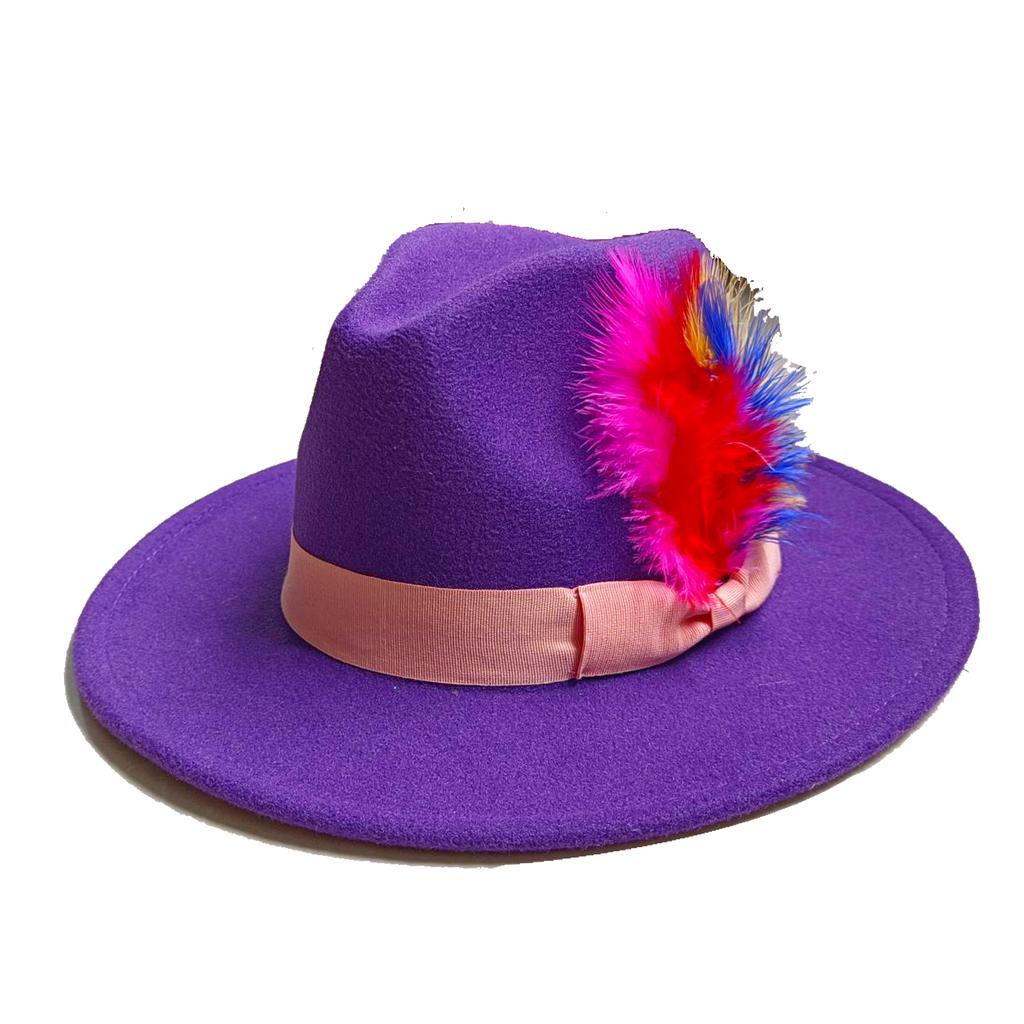 Skórzany Różowy Kapelusz Fedora z Szerokim Rondem Jazzowy Kapelusz Jesień/Zima Klasyczny Elegancki Kapelusz Panama Kapelusz Dżentelmena Sombrero