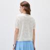 Komomboka Women's Linen Blend Lace Trim Short Sleeve Knit Cardigan