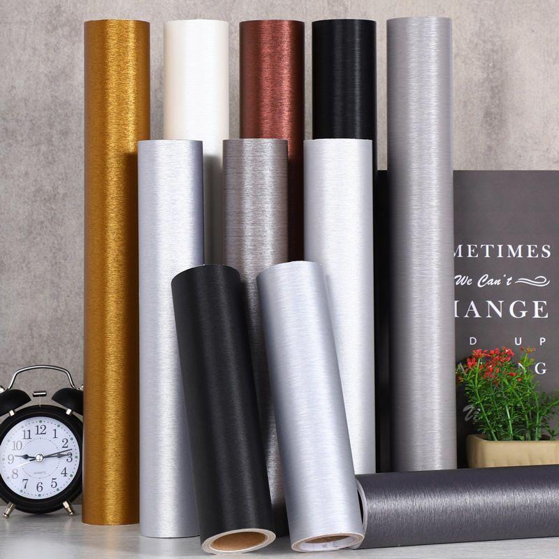 Thickened Brushed Metal Sticker Stainless Steel Kitchen Cabinet Refrigerator Self-adhesive Wallpaper Waterproof Home Decoration