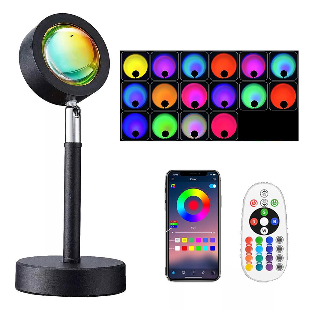 16 Colors RGB Photography Sunset Lamp Led Usb Projector Night Light Remote Neon Bedroom Home Coffee Store Wall Decoration Gift