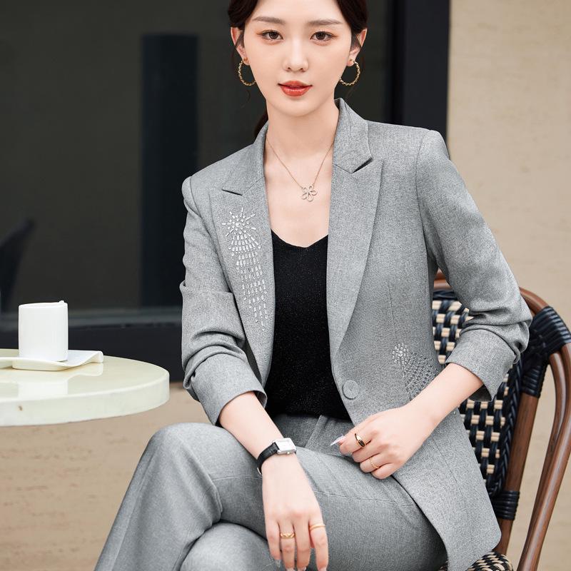 Autumn 2024 Women's Rhinestone Medium Sleeve Suit Set