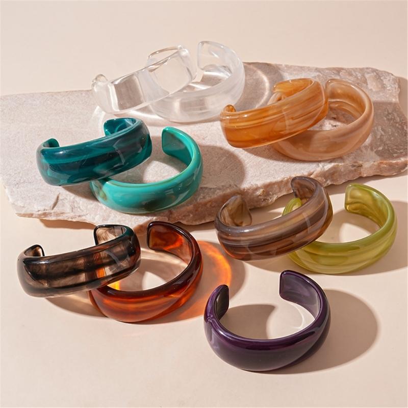 Bracciali Bangle in Acrilico Bangle Rotondo Largo Gioielli Eleganti Accessorio di Moda Artistico Adatto per Donne alla Moda Regalo