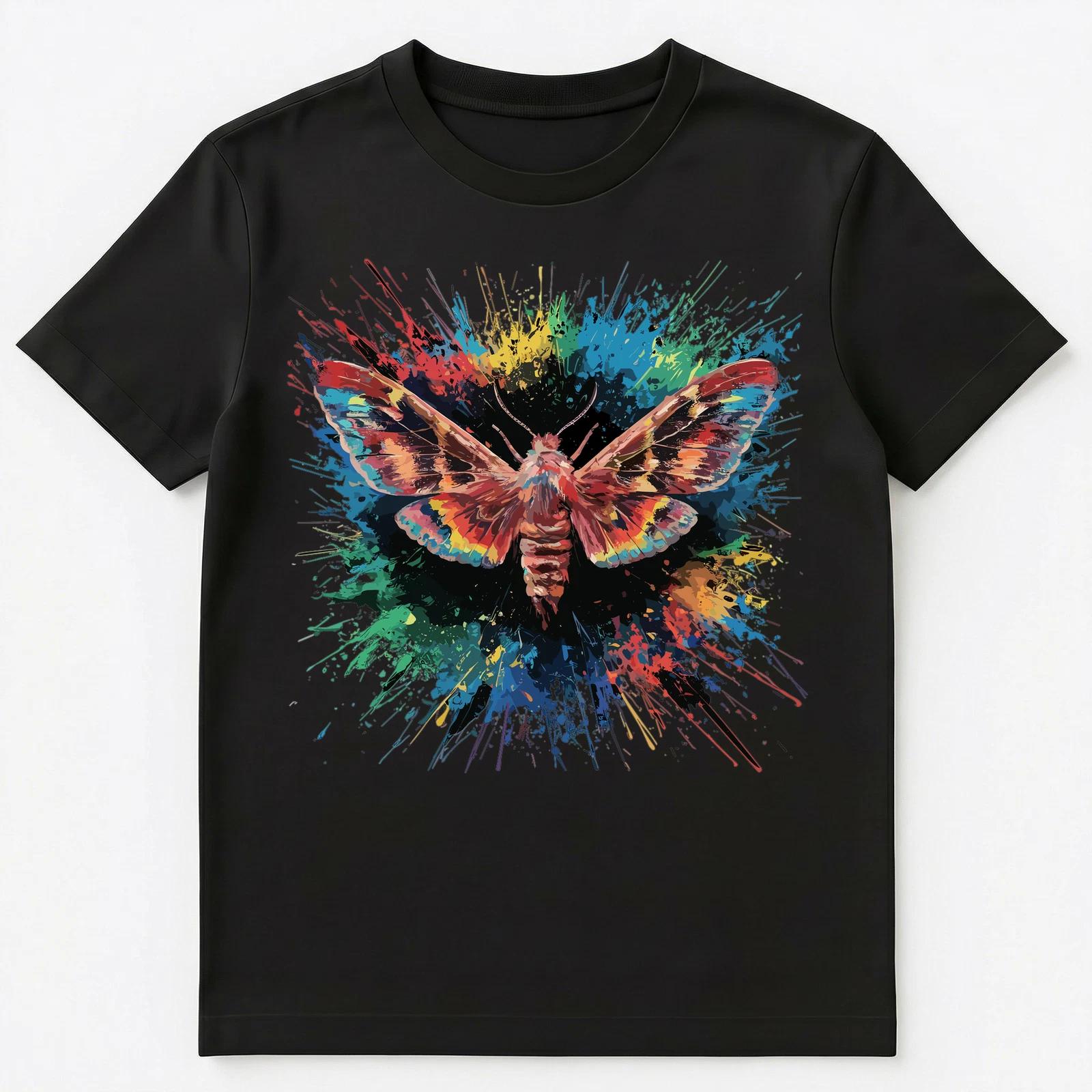 

Colorful Paint Splash Atlas Moth Art Graphic Unisex T-Shirt S
