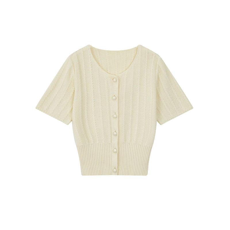 Beautiful Purple Blouse Tide Short-sleeved Cardigan Summer Outside The Short Section Slim T-shirt Knit Shirt Tops Female Casual Pullovers Tees