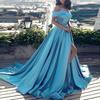 Formal Dress Off Shoulder High Slit Elegant Floor Length Prom Dress for Wedding