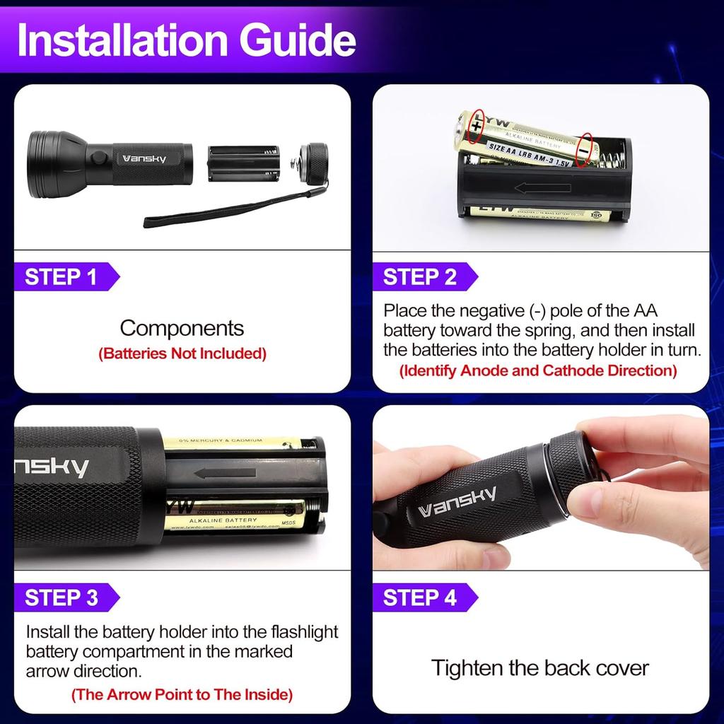 Vansky Air Conditioner Leak Detector: Professional Car Tool 68 LED Automotive AC UV Dye Leak Detection Kit With Protective Glasses