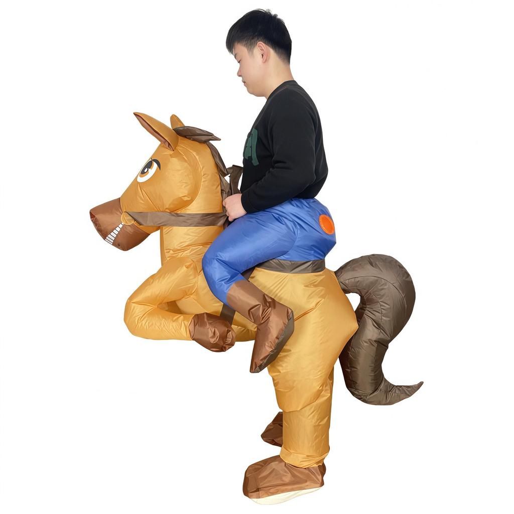 Disfraz Inflable de Caballo de Jazz con Silla de Montar Roja - Perfecto para Halloween y Actuaciones en Escenario