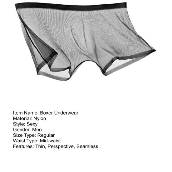 Boxer Underwear Mid-rise Ultra-Thin Seamless Transparent Mesh Yarn Shorts Briefs Solid Color Breathable Lightweight Soft Boxers