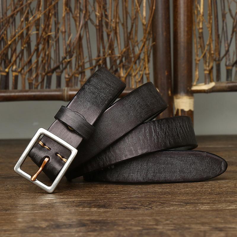 Curea Versatilă de Modă Spălată Retro pentru Femei din Piele Naturală, Oțel Inoxidabil, Piele de Vacă Pură, Curea pentru Femei